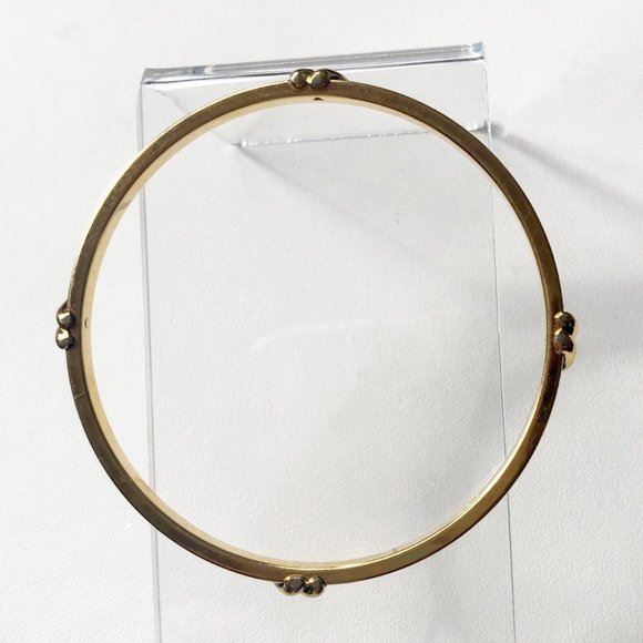 Monet Vintage Gold Tone with Black Enamel Bangle Bracelet 2.75" diameter - Picture 2 of 10